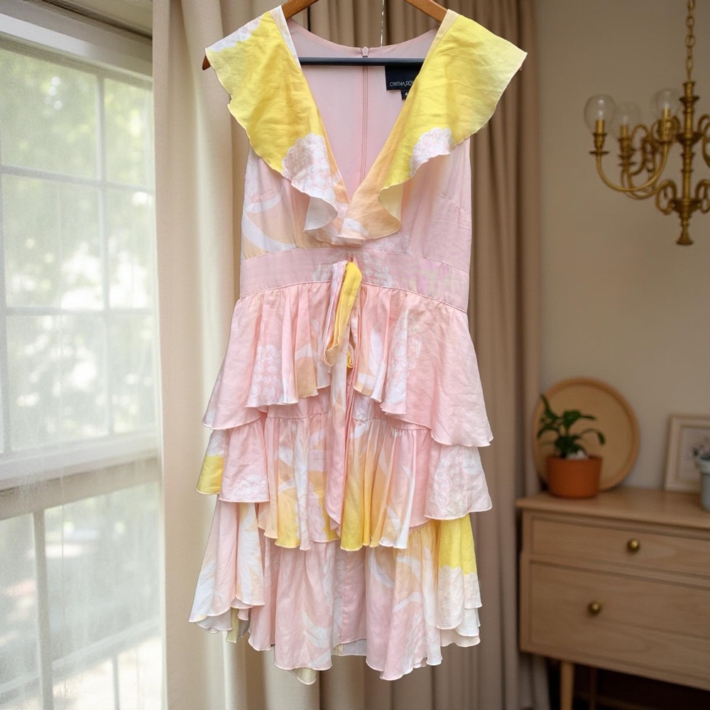 Cynthia Powley Pineapple Silk Cotton Dress Ruffle Layered 4